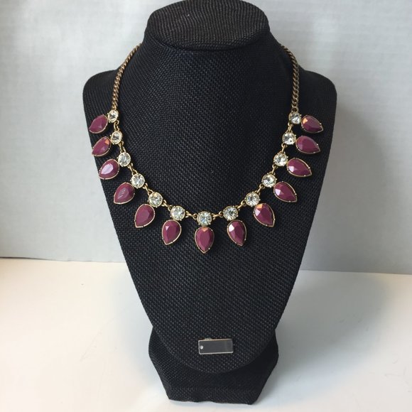 💎🏆💜JCREW Goldtone/Purple Statement Necklace💜🏆 - Picture 2 of 4